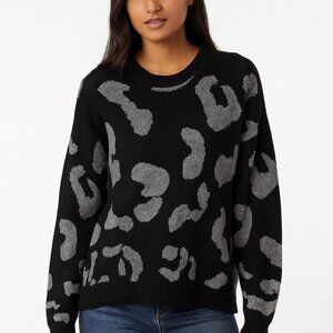 Black & Gray Leopard Print Sweater – Size M